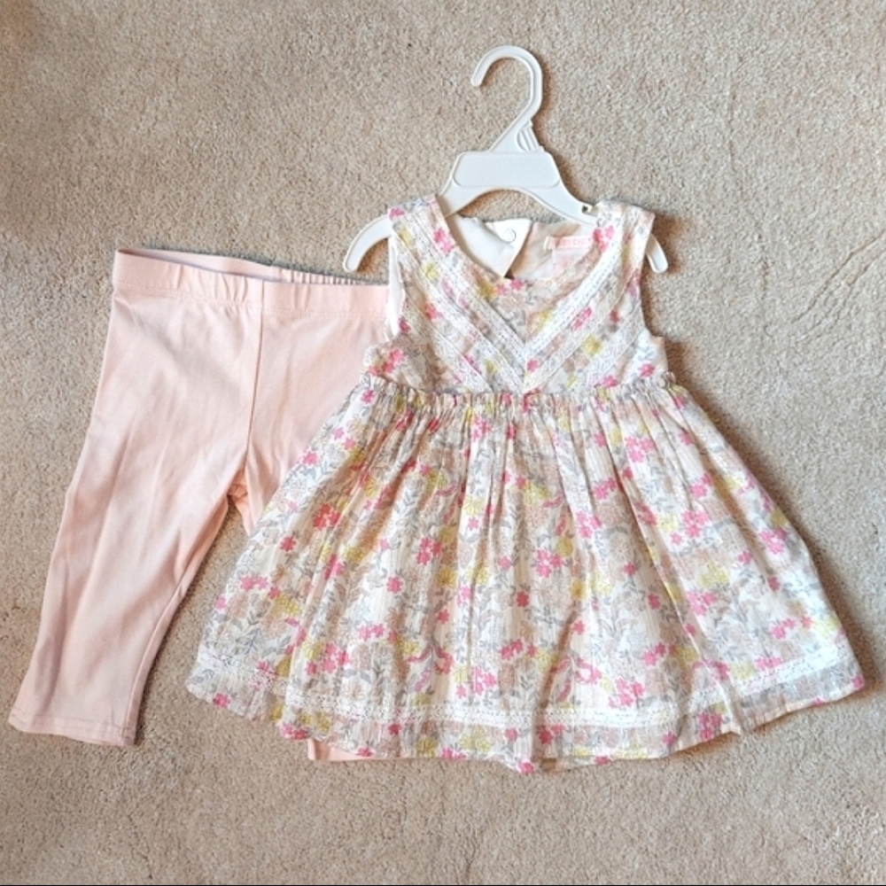 Shabby Chic Floral Easter Dress With Leggings